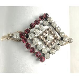 Vintage Paste Pendant Bracelet, Watchband Red, Diamond,Rhinestones